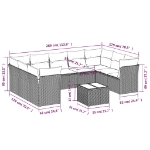 Set Divani da Giardino 10pz con Cuscini in Polyrattan Nero