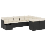 Set Divani da Giardino 10pz con Cuscini in Polyrattan Nero