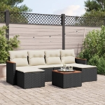 Set Divani da Giardino con Cuscini 7pz Nero Polyrattan