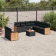 Set Divani da Giardino 10pz con Cuscini in Polyrattan Nero