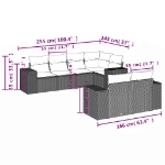 Set Divani da Giardino 7pz con Cuscini Grigio Chiaro Polyrattan