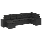Set Divani da Giardino con Cuscini 7pz Nero Polyrattan