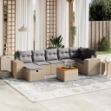 Set Divano da Giardino 8 pz con Cuscini Beige Misto Polyrattan