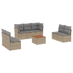 Set Divano da Giardino 8 pz con Cuscini Beige Misto Polyrattan