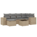 Set Divani da Giardino 7 pz con Cuscini Beige in Polyrattan