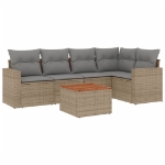 Set Divano da Giardino 6 pz con Cuscini Beige Misto Polyrattan