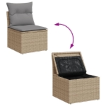 Set Divano da Giardino 6 pz con Cuscini Beige Misto Polyrattan