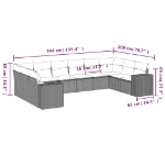 Set Divano da Giardino 10 pz con Cuscini Beige in Polyrattan