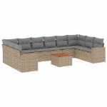 Set Divano da Giardino 11 pz con Cuscini Beige Misto Polyrattan
