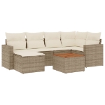 Set Divani da Giardino 7 pz con Cuscini Beige in Polyrattan