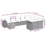 Set Divani da Giardino 10pz con Cuscini in Polyrattan Nero