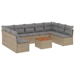 Set Divano da Giardino 10 pz con Cuscini Beige Misto Polyrattan