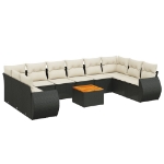 Set Divani da Giardino 11 pz con Cuscini in Polyrattan Nero