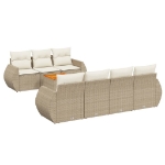 Set Divano da Giardino 8 pz con Cuscini Beige in Polyrattan