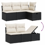 Set Divani da Giardino con Cuscini 7pz Nero Polyrattan