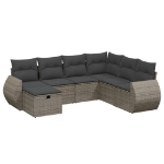 Set Divani da Giardino 7 pz con Cuscini Grigio in Polyrattan