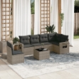 Set Divani da Giardino 7 pz con Cuscini Grigio in Polyrattan