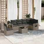 Set Divani da Giardino 7 pz con Cuscini Grigio in Polyrattan