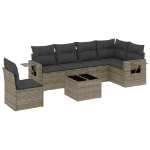 Set Divani da Giardino 7 pz con Cuscini Grigio in Polyrattan