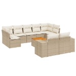 Set Divano da Giardino 10 pz con Cuscini Beige in Polyrattan