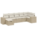 Set Divani da Giardino 7 pz con Cuscini Beige in Polyrattan