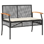 Set da Pranzo da Giardino 5 pz Nero con Cuscini in Polyrattan