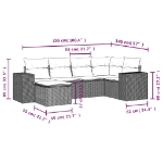 Set Divano da Giardino 6 pz con Cuscini Beige in Polyrattan
