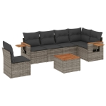 Set Divani da Giardino 7 pz con Cuscini Grigio in Polyrattan