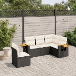 Set Divani da Giardino 5 pz con Cuscini in Polyrattan Nero