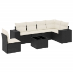Set Divani da Giardino con Cuscini 7pz Nero Polyrattan