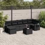 Set Divani da Giardino con Cuscini 8 pz Nero in Polyrattan