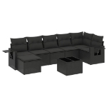 Set Divani da Giardino con Cuscini 8 pz Nero in Polyrattan