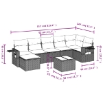 Set Divani da Giardino con Cuscini 8 pz Nero in Polyrattan