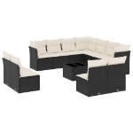 Set Divani da Giardino 12 pz con Cuscini Nero in Polyrattan