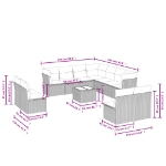 Set Divani da Giardino 12 pz con Cuscini Nero in Polyrattan