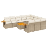 Set Divani da Giardino 11 pz con Cuscini Beige in Polyrattan