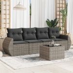 Set Divano da Giardino 5 pz con Cuscini Grigio in Polyrattan