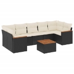 Set Divani da Giardino con Cuscini 8 pz Nero in Polyrattan