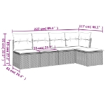 Set Divano da Giardino 5 pz con Cuscini Beige in Polyrattan