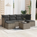 Set Divani da Giardino 7 pz con Cuscini Grigio in Polyrattan