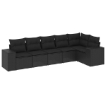 Set Divano da Giardino 6 pz con Cuscini Nero in Polyrattan