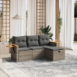 Set Divani da Giardino 4 pz con Cuscini in Polyrattan Grigio