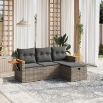 Set Divani da Giardino 4 pz con Cuscini in Polyrattan Grigio