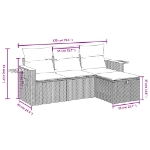 Set Divani da Giardino 4 pz con Cuscini in Polyrattan Grigio