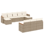 Set Divano da Giardino 10 pz con Cuscini Beige in Polyrattan
