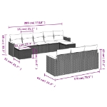 Set Divano da Giardino 10 pz con Cuscini Beige in Polyrattan