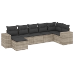 Set Divani da Giardino 7pz con Cuscini Grigio Chiaro Polyrattan