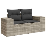 Set Divani da Giardino 7pz con Cuscini Grigio Chiaro Polyrattan