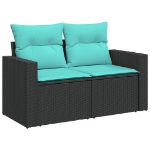 Set Divani da Giardino 9 pz con Cuscini Nero in Polyrattan