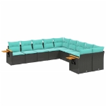 Set Divani da Giardino 10pz con Cuscini in Polyrattan Nero